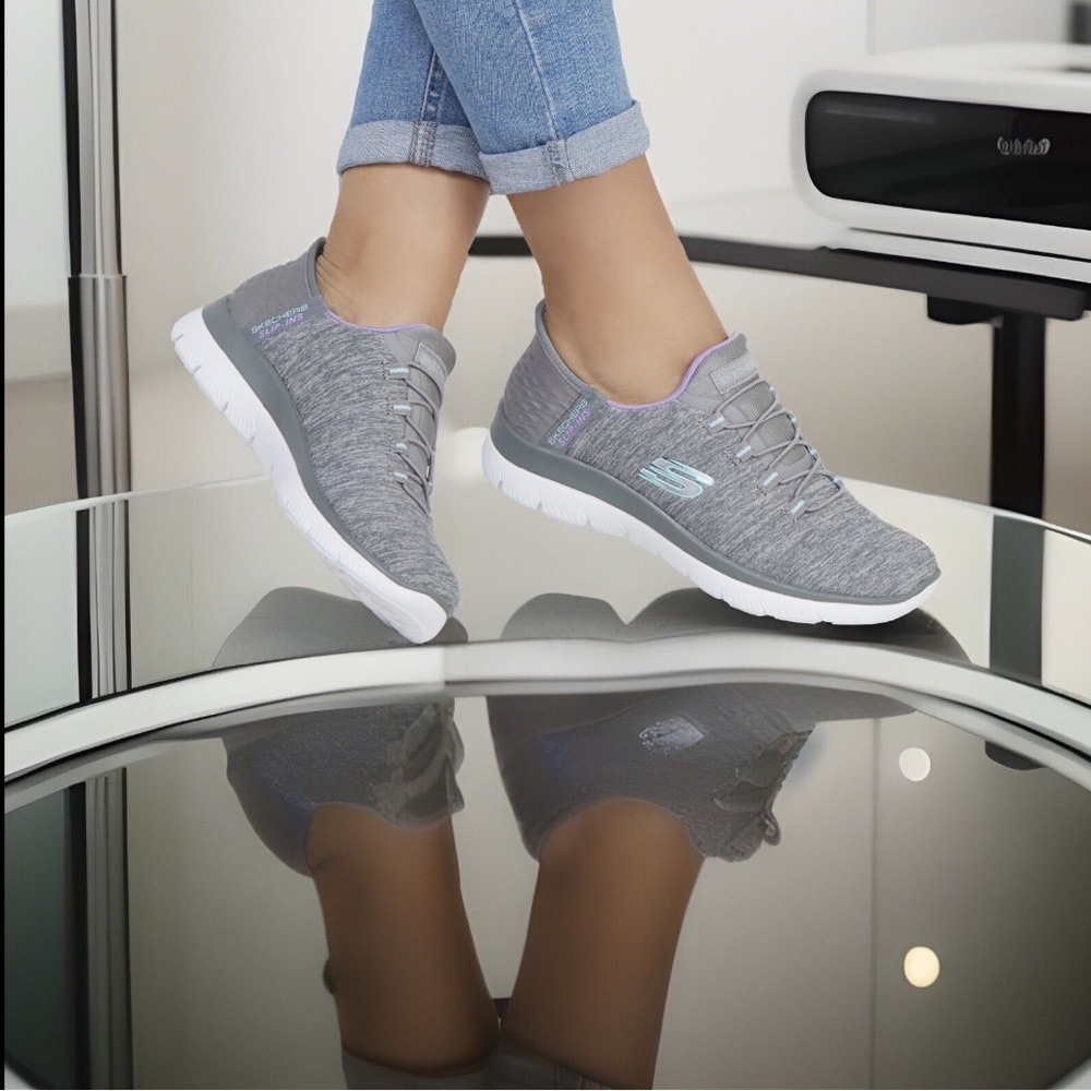 Skechers Slip-ins®Hands Free Summits Dazzling Haze Heather Grey Sneaker NWT Sz 7